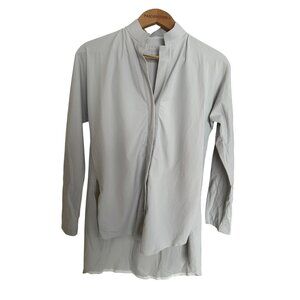 Aday Something Borrowed Shirt Womens XS Gray Tunic Long Sleeve Mandarin Collar